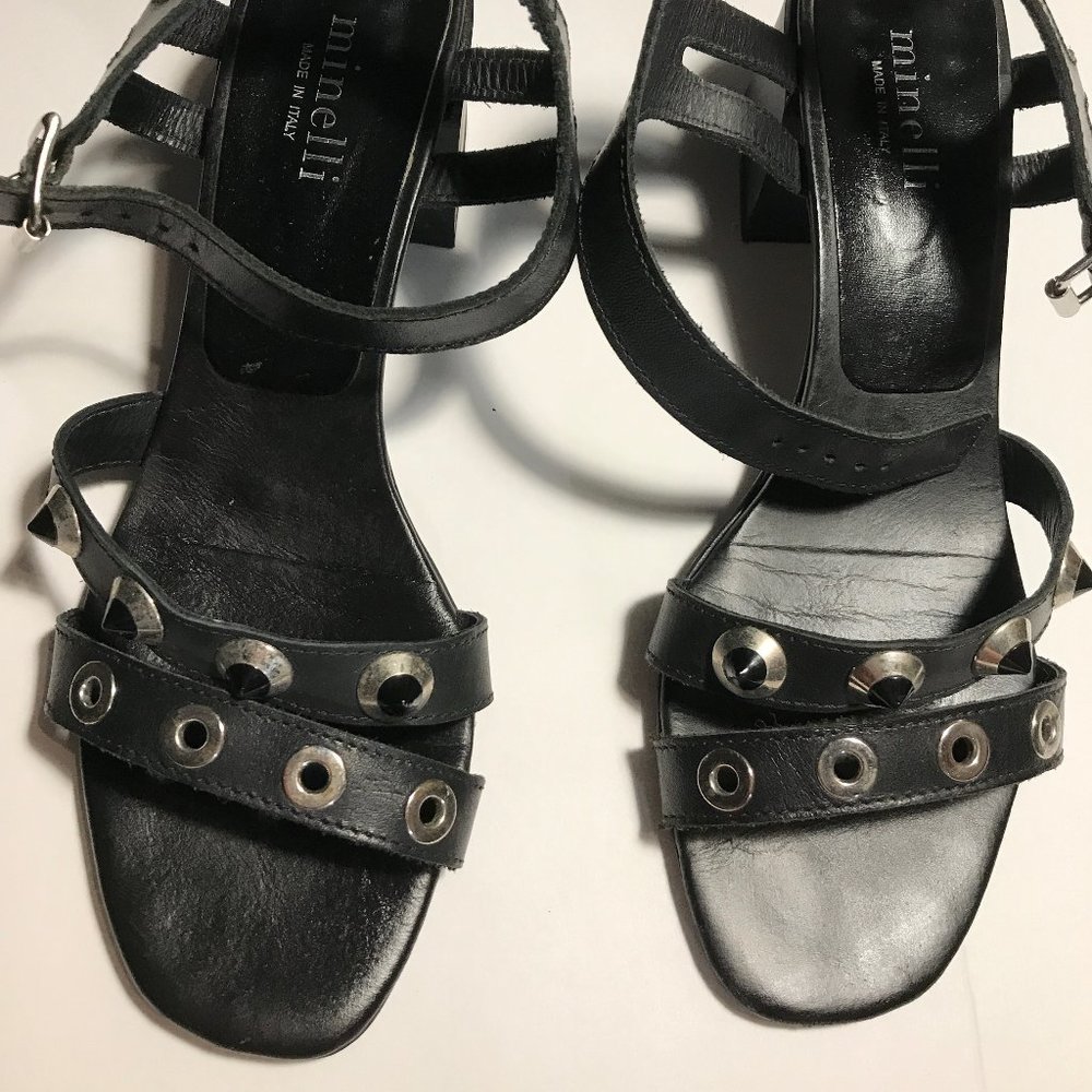 Ladies New Black sandals with silver close buckles